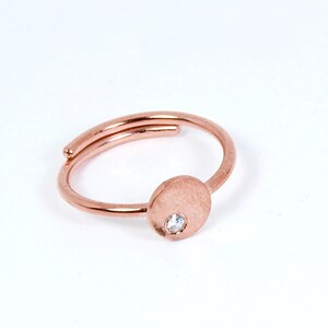 Stackable Rings Set with Tiny Zircon Gemstone Handcrafted Circle Ring Rose Gold plated