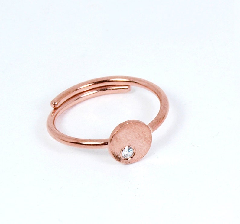 Stackable Rings Set with Tiny Zircon Gemstone Handcrafted Circle Ring Rose Gold plated