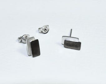 Eleganckie srebrne kolczyki w kształcie prostokąta | Złoto/Czarne i platynowo/Czarne – idealny prezent dla niej