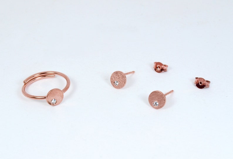 Stackable Rings Set with Tiny Zircon Gemstone Handcrafted Circle Ring image 6