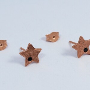 Zircon Star Studs Small Gold Earrings Celestial Earrings Handmade Women Jewellery rose gold+black zirc