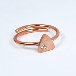 Triangle Slim Ring Zircon Adjustable Stacking Dainty Ring Simple Jewellery Women Gift Rose Gold plated