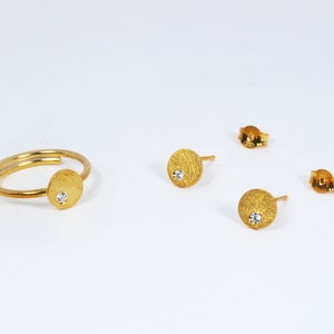 Stackable Rings Set with Tiny Zircon Gemstone Handcrafted Circle Ring image 5