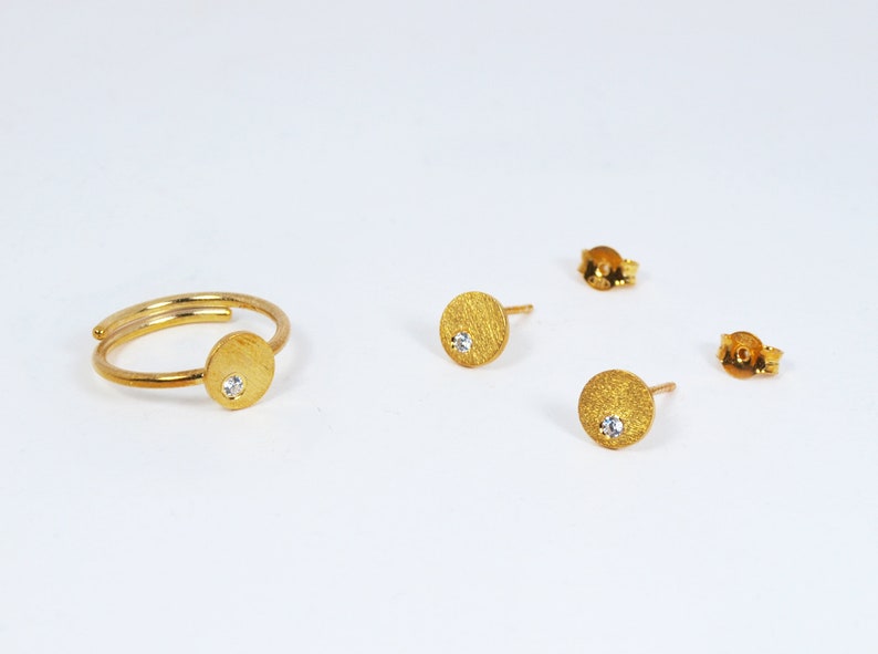 Stackable Rings Set with Tiny Zircon Gemstone Handcrafted Circle Ring image 5