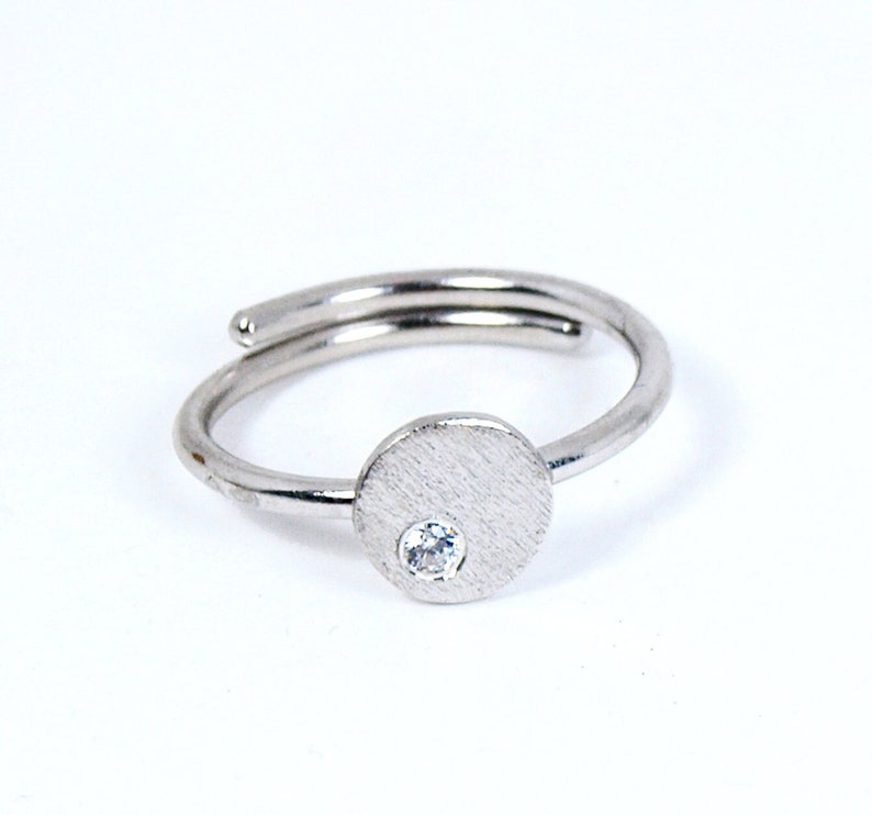 Stackable Rings Set with Tiny Zircon Gemstone Handcrafted Circle Ring Platinum plated