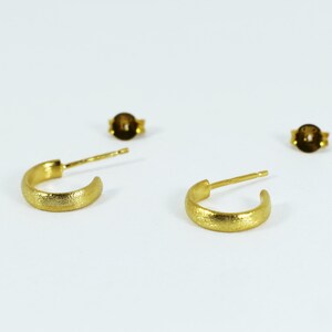 Simple Tiny Gold Hoops: Handcrafted Silver 925 Earrings for Multiple Piercings image 2