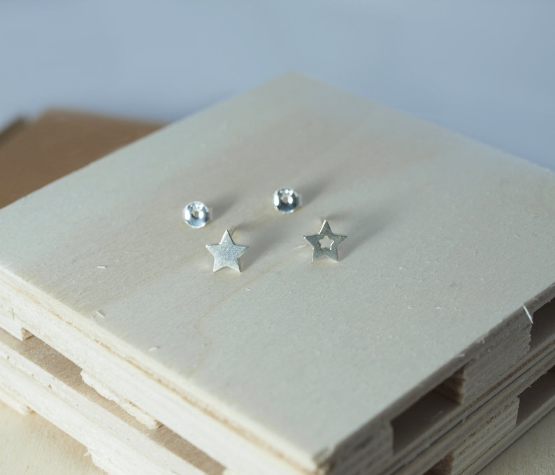 Open Star Stud Gold Star Earrings Mismatched Silver Star Studs Rose Gold-Plated Women Jewellery