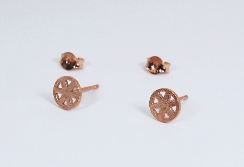 Small Dot Silver Stud Earrings Modern Geometric Style for Multi Piercings Rose Gold-plated Sil
