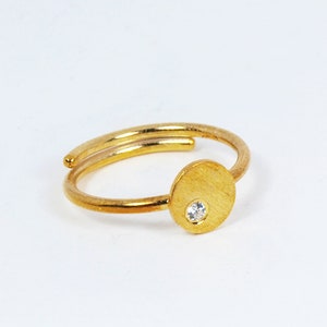 Stackable Rings Set with Tiny Zircon Gemstone Handcrafted Circle Ring Gold plated