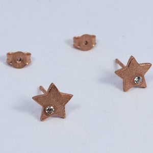 Zircon Star Studs Small Gold Earrings Celestial Earrings Handmade Women Jewellery rose gold+white zir