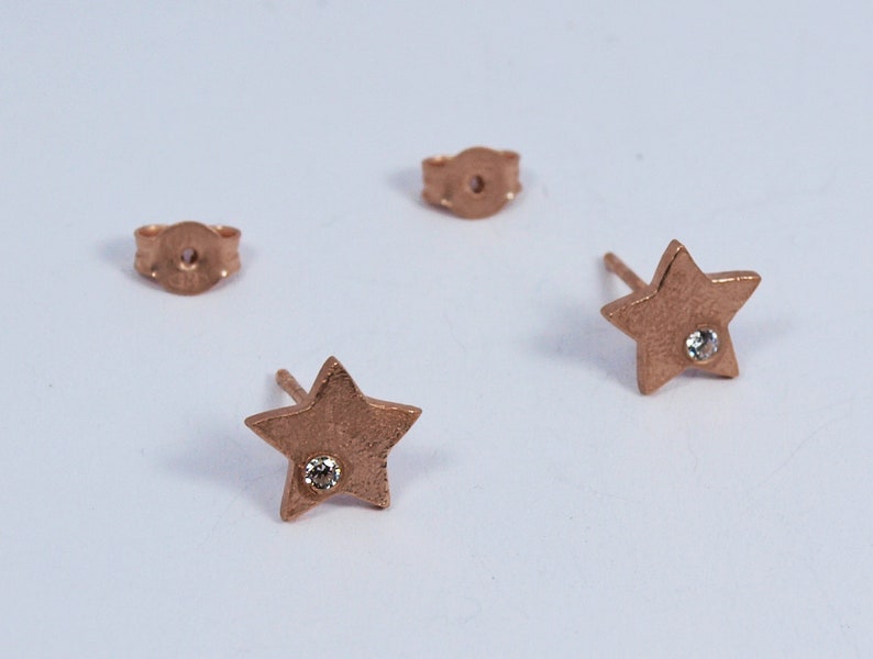 Zircon Star Studs Small Gold Earrings Celestial Earrings Handmade Women Jewellery rose gold+white zir