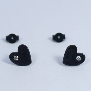 Heart Zircon Studs Gold Textured Small Earrings Multiple Piercing Hearts Gift for Her image 7