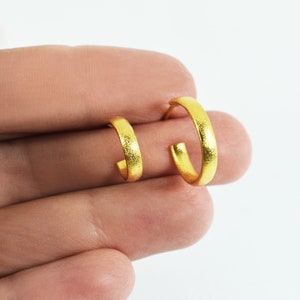 Simple Tiny Gold Hoops: Handcrafted Silver 925 Earrings for Multiple Piercings image 7