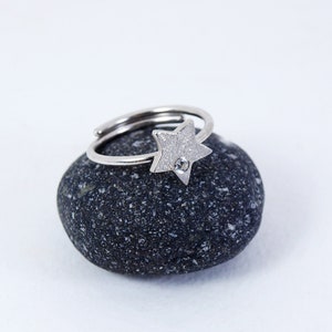 Star Slim Ring Adjustable Dainty tiny Zircon Stackable Ring Handmade Womens Jewelry In Multiple Colours Platinum plated