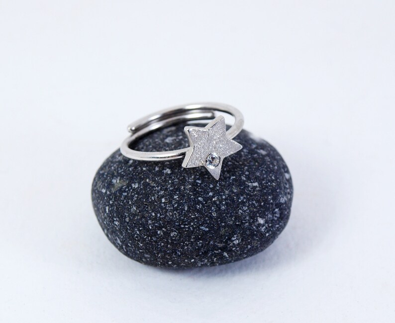 Star Slim Ring Adjustable Dainty tiny Zircon Stackable Ring Handmade Womens Jewelry In Multiple Colours Platinum plated