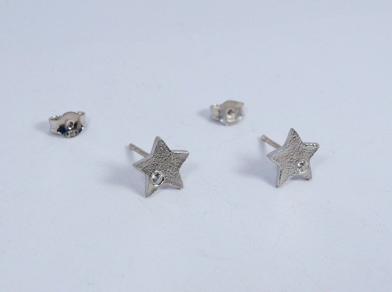 Zircon Star Studs Small Gold Earrings Celestial Earrings Handmade Women Jewellery platinum+white zirc.