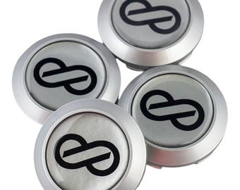 Coprimozzi Enkei RPF1 argentati: logo personalizzato, adatti a tutti i cerchi da 16", 17", 18", 15x8 +28