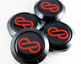Black Enkei RPF1 Center Caps: Custom Logos, fits all 16" 17" 18", 15x8 +28