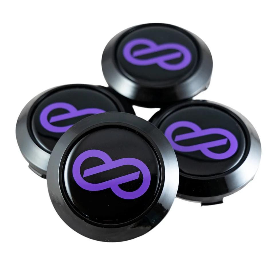 thumbnail image 2 of Enkei RPF1 Racing Center Wheel Cap – Replacement Dome Cap For 15x8, 16, 17, 18 RPF1 Wheels – Snap-On, Black With Red/Black RPF1 Logo 2 of 6