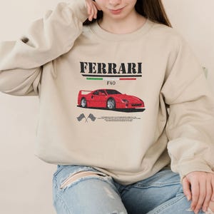 Vintage Ferrari F40 Unisex Sweatshirt mit Rundhalsausschnitt,Ferrari F1 Sweatshirt,Ferrari Vintage Sweatshit Hoodie, Vintage Rennbekleidung, Racing