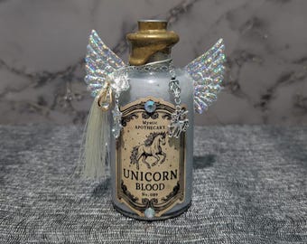 Unicorn Blood decorative bottle, magical, mystical, display, charms, sealed.