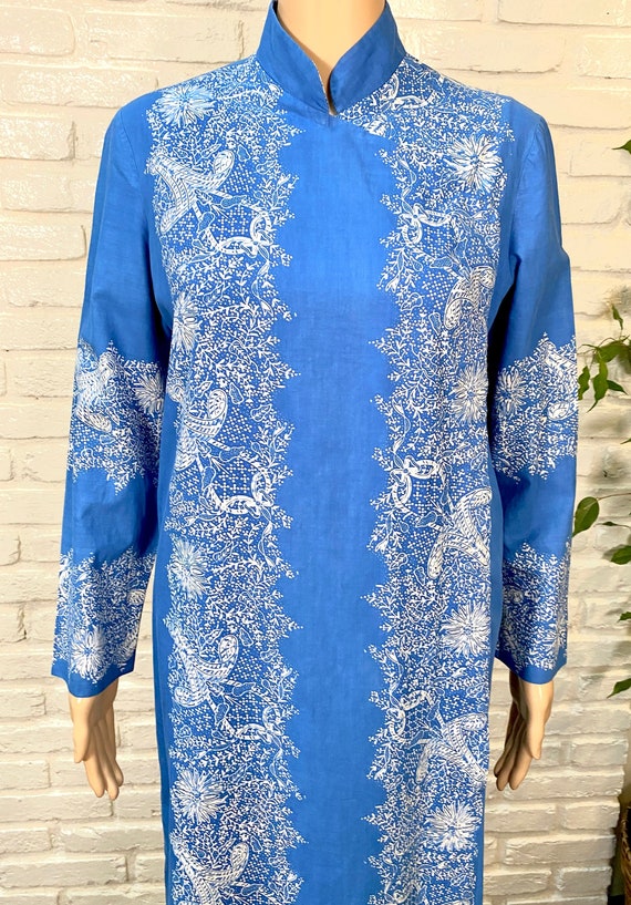 Vintage 1950s Handmade Batik Cotton Cheongsam Sty… - image 1