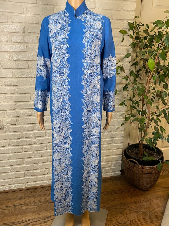 Vintage 1950s Handmade Batik Cotton Cheongsam Sty… - image 2