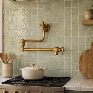 Handmade Moroccan Brass Pot Filler Faucet, Wall Mount Swing Arm Kitchen Faucet