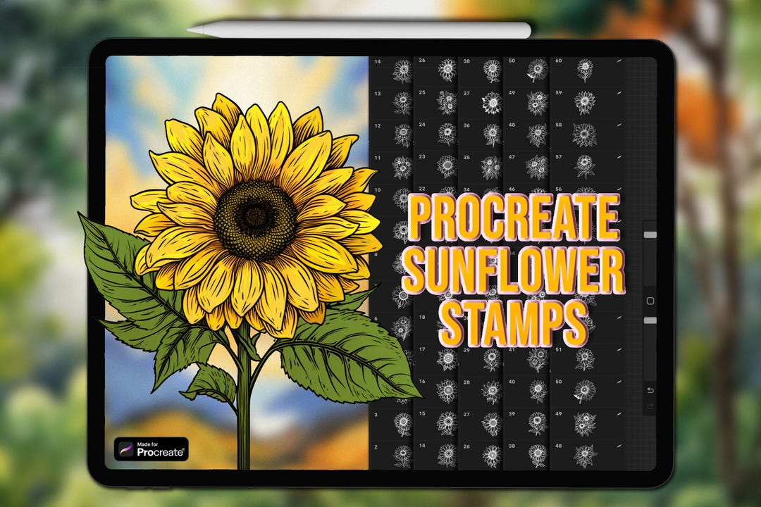 Sunflower Procreate Stamps | Hand-drawn Brush Set - Etsy