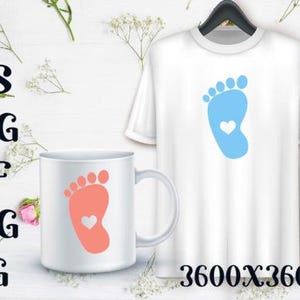 Baby Footprint with Heart | SVG dxf eps ai jpg | Baby Shower Design | Instant Download