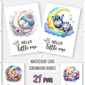 Hola pequeño/Tarjeta imprimible para baby shower/Paquete de cumpleaños/Descarga digital/21 PNG