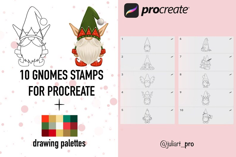 10 Gnome Stamps for Procreate | Gnome Brush Set | Digital Drawing ...