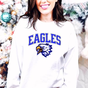 Royal Blue Eagles Arched Mascot Design PNG & SVG, Majestic Eagle T-Shirt Design, Sublimation File, Eagles svg, eagles png.