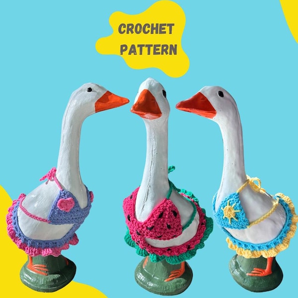 Porch Goose Swimsuit Crochet Pattern, Trikini Bikini Outfit for Goose, Summer Goose Clothes Pattern