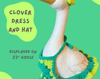 St Patrick's Day Clover Dress and Hat Outfit for Porch Goose