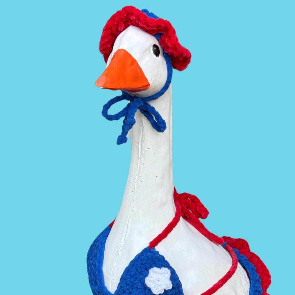 Porch Goose 4th of July Trikini Bikini Swimsuit and Bonnet
