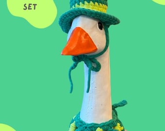 St Patrick's Day Top Hat and Bandana for Porch Goose Outfit