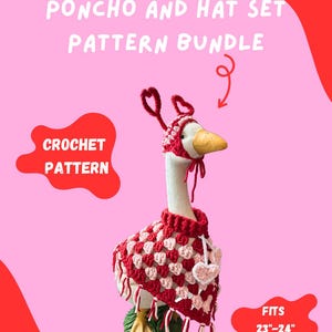 Patrón de crochet para San Valentín I Halloween / Otoño / Invierno / Navidad / Pascua / Acción de Gracias / Sombrero y poncho para Porch Goose