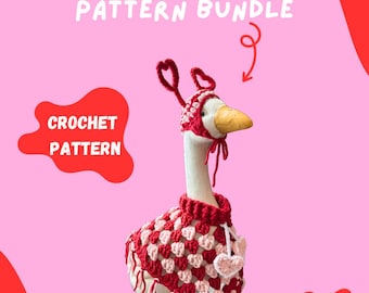 Padrão de crochê para o Dia dos Namorados I Halloween | Outono | Inverno | Natal | Páscoa | Ação de Graças | Chapéu e poncho para Porch Goose