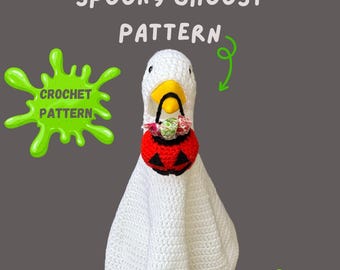 Häkelanleitung für Porch Goose Halloween Geist Kostüm und Candy Pail