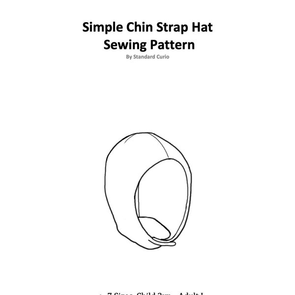 PDF Simple Chin Strap Hat Sewing Pattern - Child 3yr - Large Adult