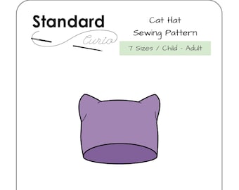 PDF Winter Cat Hat Sewing Pattern - 7 Sizes - Child - Adult