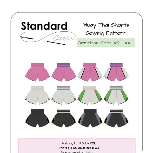 PDF Muay Thai Short Sewing Pattern - Adult XS - XXL