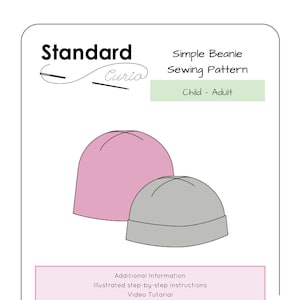 PDF Simple Beanie Sewing Pattern - 7 sizes - Child - Adult