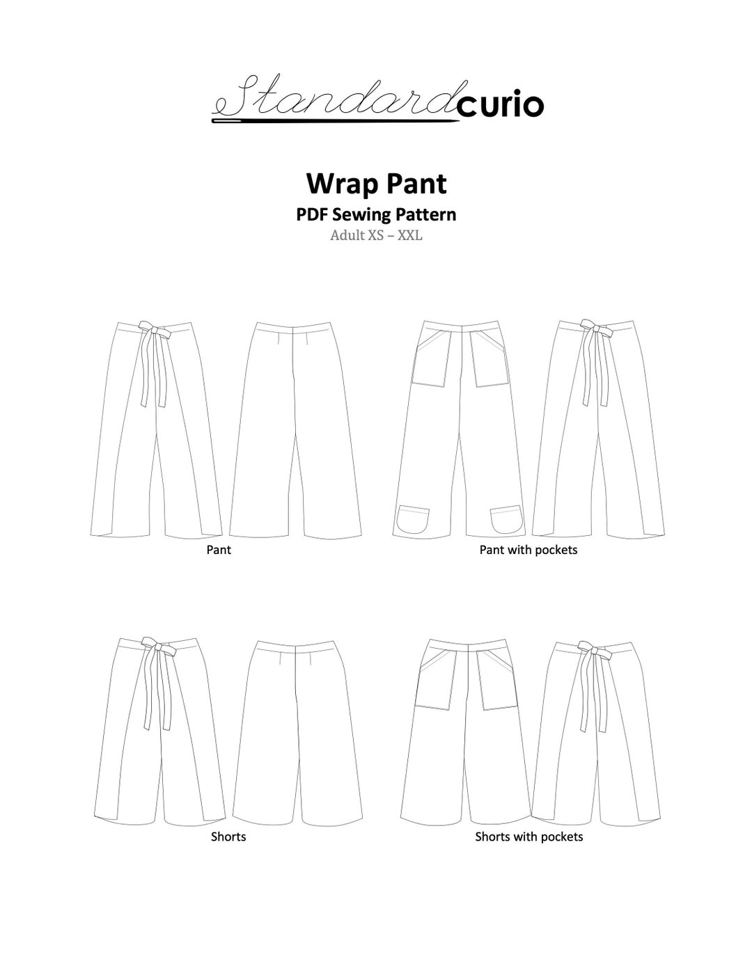 Wrap Pant PDF Sewing Pattern Adult XS XXL Etsy