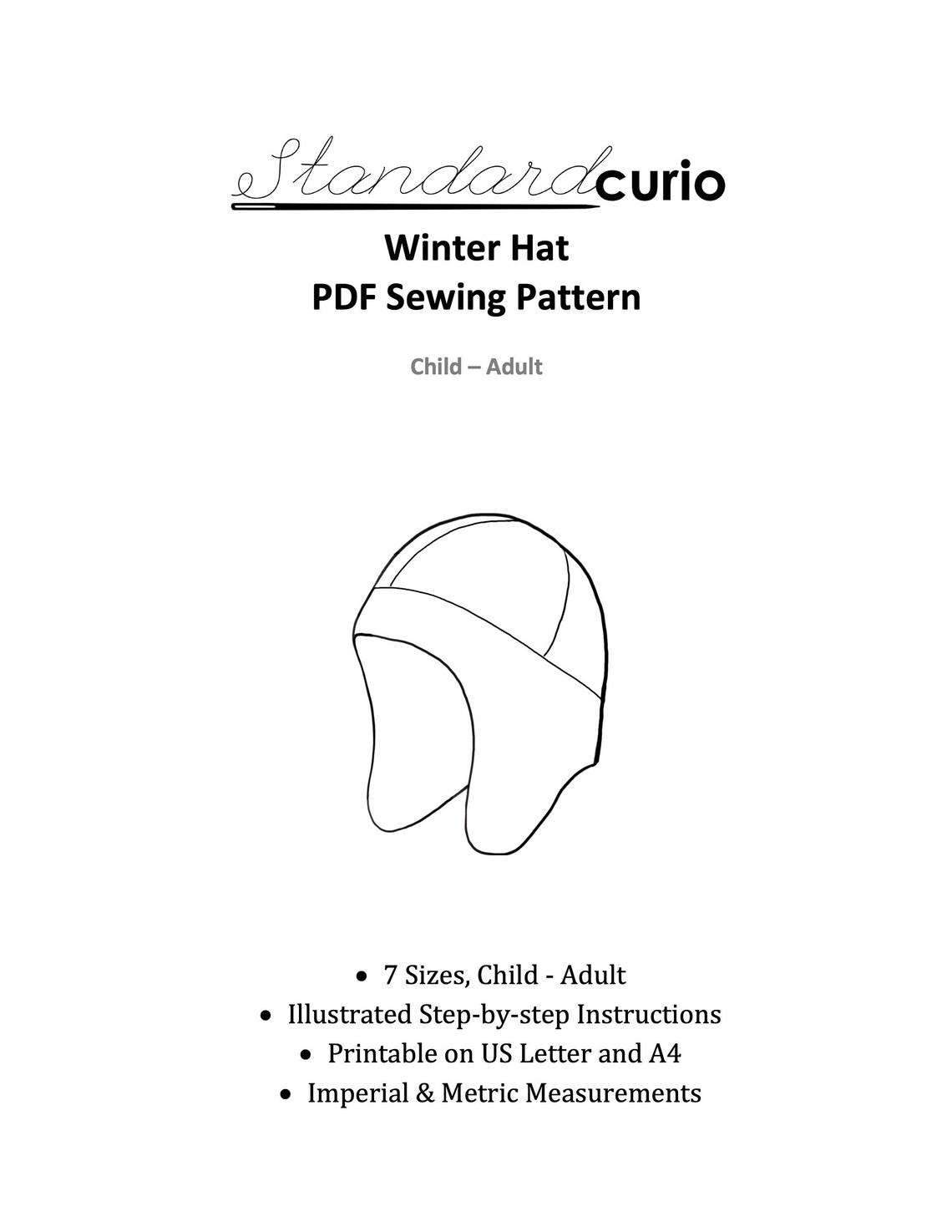 PDF Winter Hat Sewing Pattern - 7 Sizes, Child - Adult - Etsy