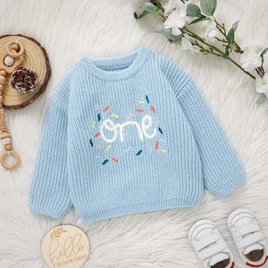 Blue Baby Jumper Blue Birthday Jumper For Baby Boy Knit Sweater Baby Jumper Nursery Gifts Baby Boy Gift Knit Jumper Baby Sweatshirt Baby Boy