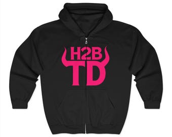 H2BTD Horns Full Zip Hoodie - Unisex Cotton-Poly Blend Sweatshirt