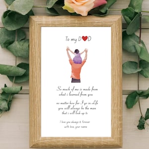 Personalised gift with name print, Daddy & me, Fathers day Gift, Gifts for Dad,Dad and Daugther, Dad Birthday Gift