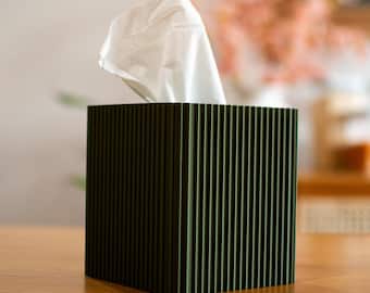 Modern Ribbed Tissue Box Cover – Minimalist 3D Printed Square Tissue Holder for Bathroom, Bedroom & Office